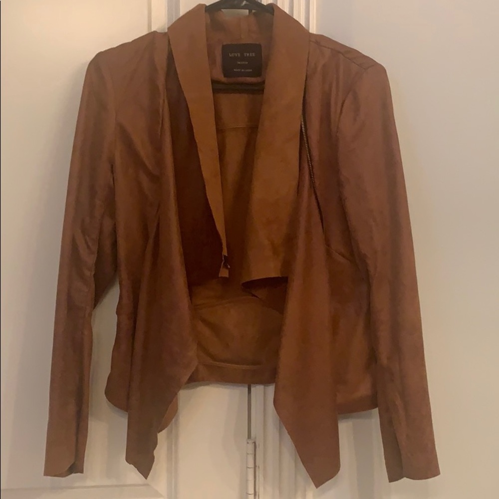 Love Tree Camel Vegan Suede Moto Jacket